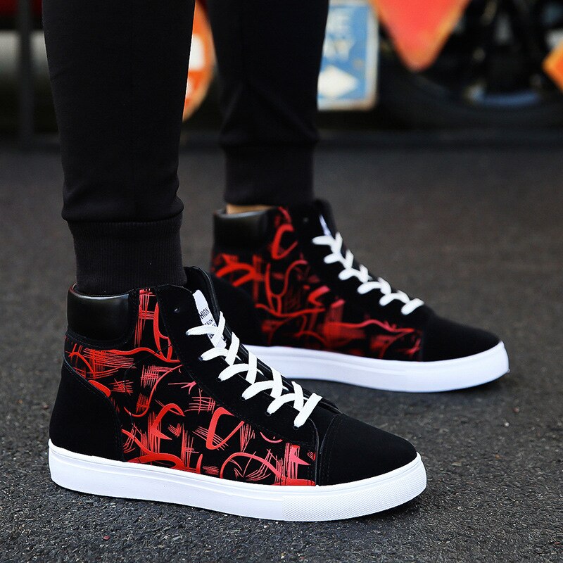 Wysokie Sneakersy Męskie z Graficznym Nadrukiem