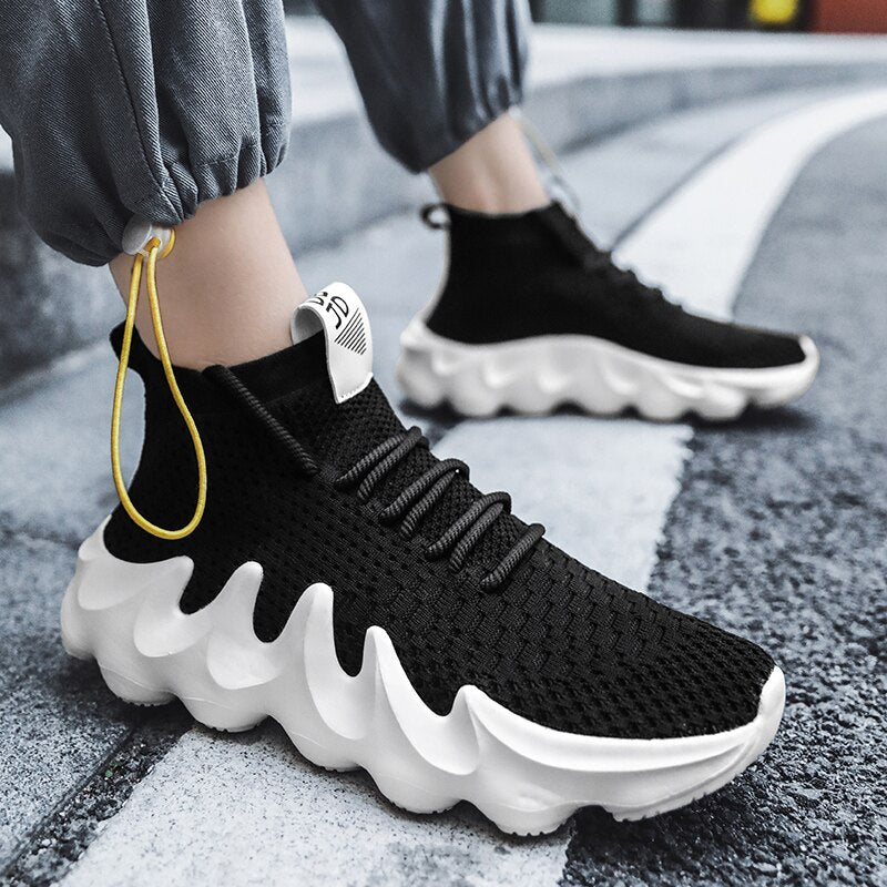 Sneakersy męskie z siateczki z dużą podeszwą