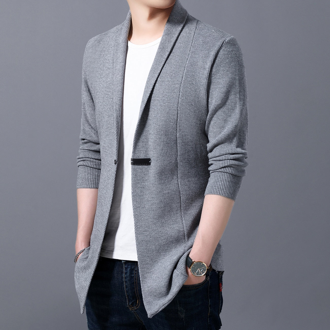 Męski sweter długi Cardigan