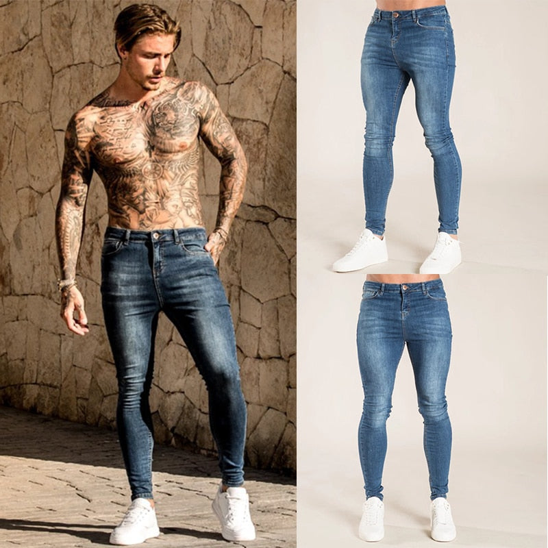 Męskie jeansy skinny fit z efektem przetarcia
