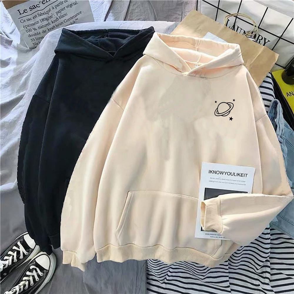 Damska Oversize Bluza z Kapturem z Motywem Kosmicznym