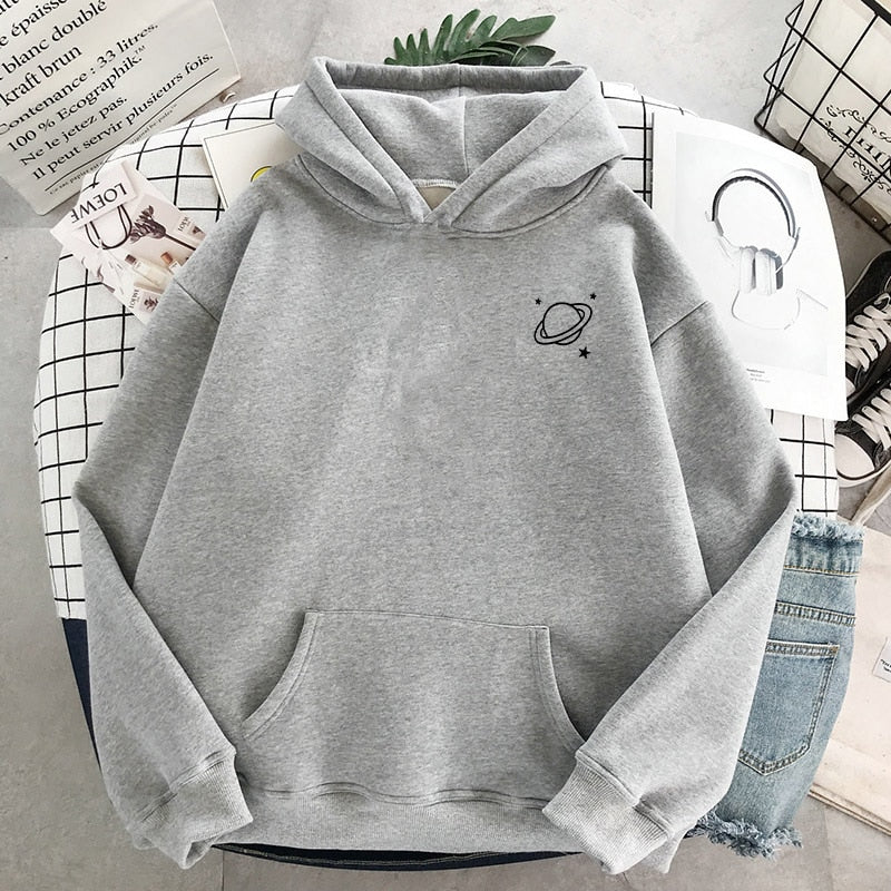 Damska Oversize Bluza z Kapturem z Motywem Kosmicznym