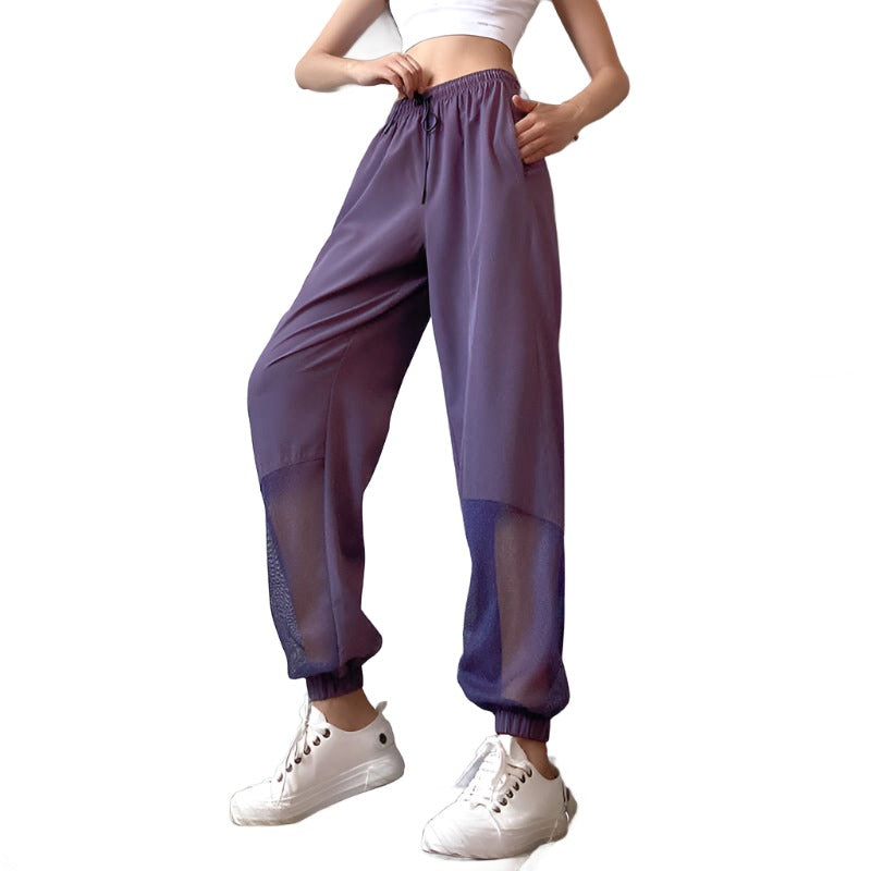 Damskie Spodnie Jogger z Przezroczystymi Wstawkami