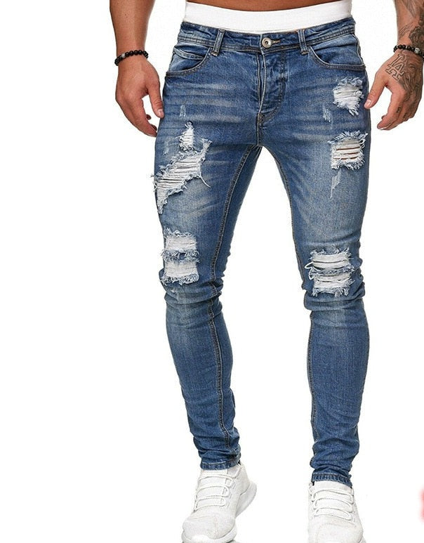 Męskie Skinny Jeans z Rozdarciami