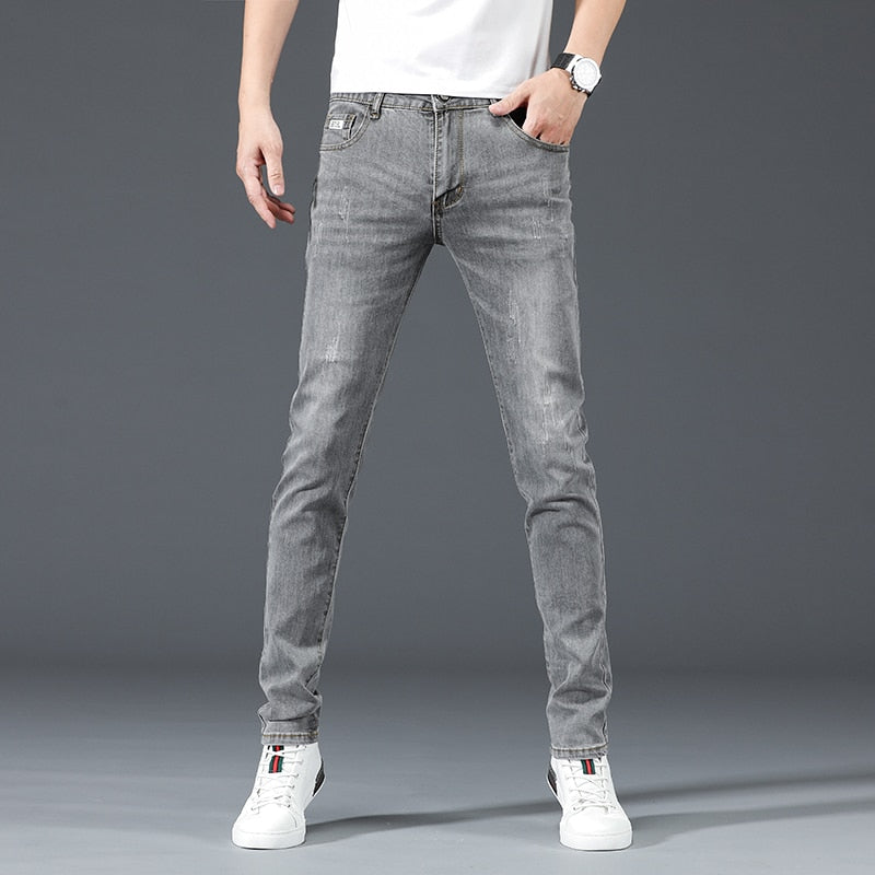 Męskie Jeansy Skinny z Przetarciami