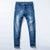 Męskie jeansy z przetarciami skinny stretch