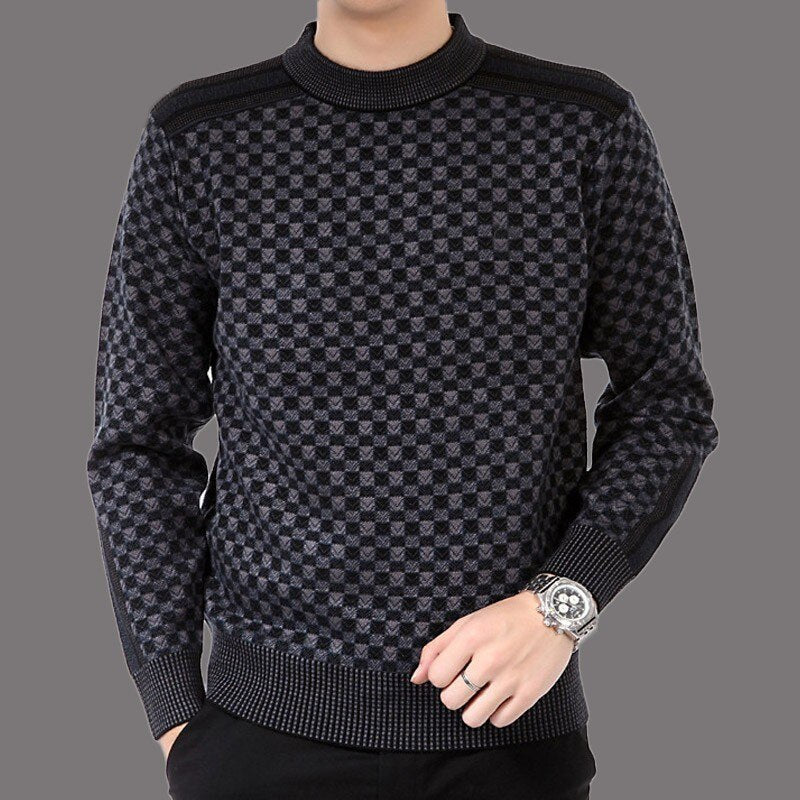 Sweter męski z wzorem w kratę