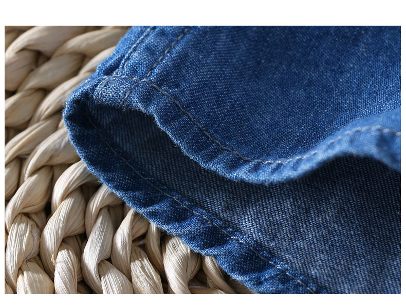 Męska Koszula Jeansowa z Krótkim Rękawem i Praktycznymi Kieszeniami