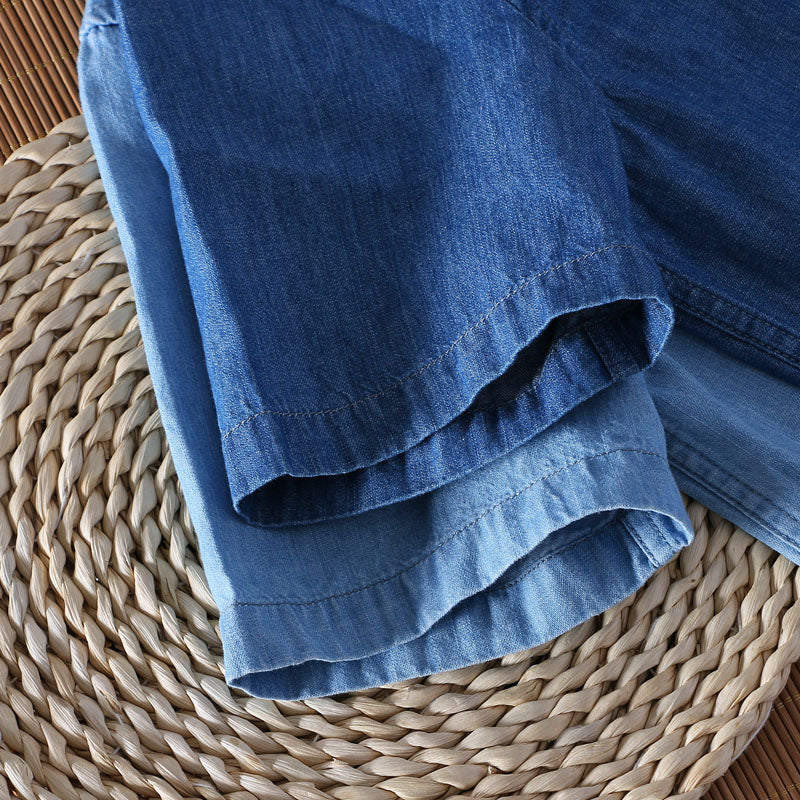 Męska Koszula Jeansowa z Krótkim Rękawem i Praktycznymi Kieszeniami