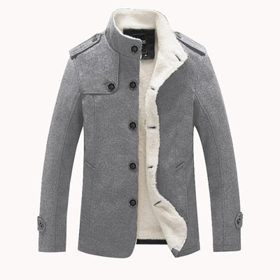 Męska kurtka zimowa z kożuszkiem i zapięciem na guziki