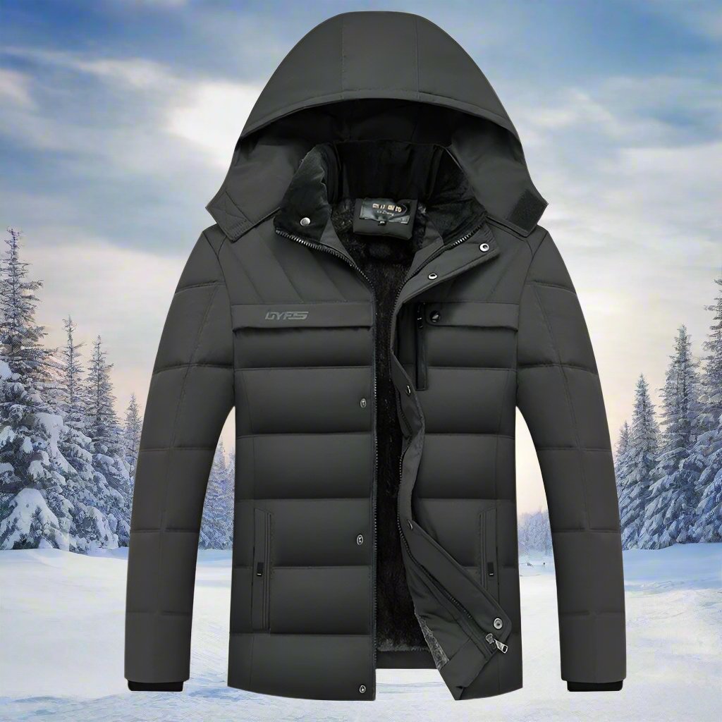 Męska kurtka zimowa z kapturem i ociepleniem