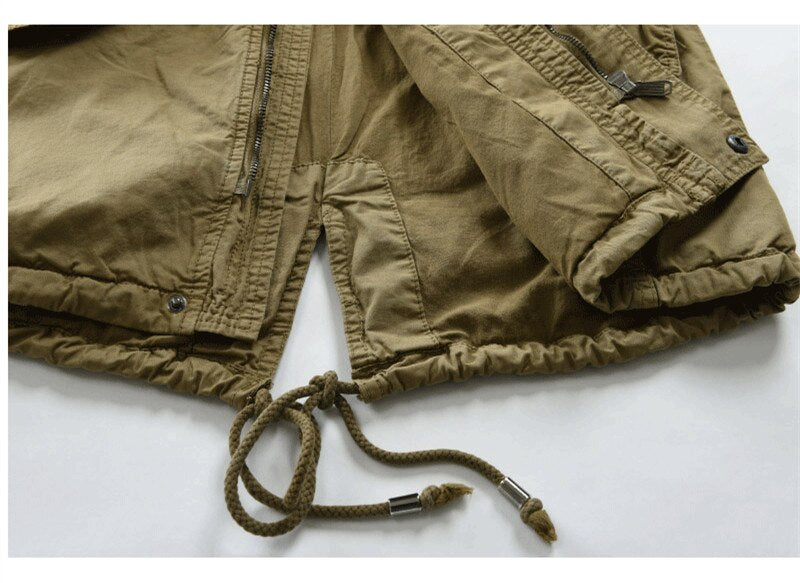 Długa męska kurtka z kapturem I kieszeniami