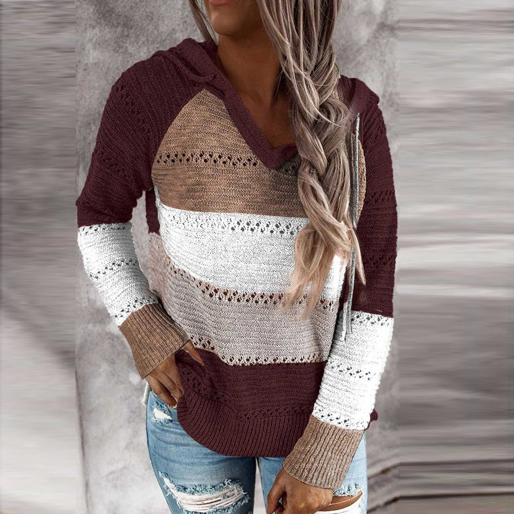 Damski Sweter z Kapturem w Stylu Boho