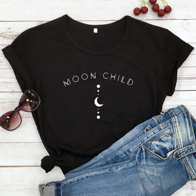 T-shirt damski "Moon Child" z minimalistycznym nadrukiem