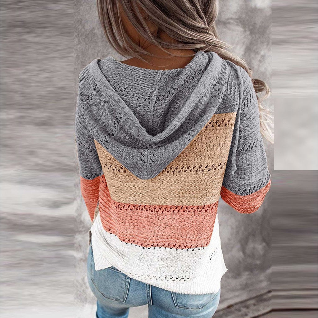 Damski Sweter z Kapturem w Stylu Boho