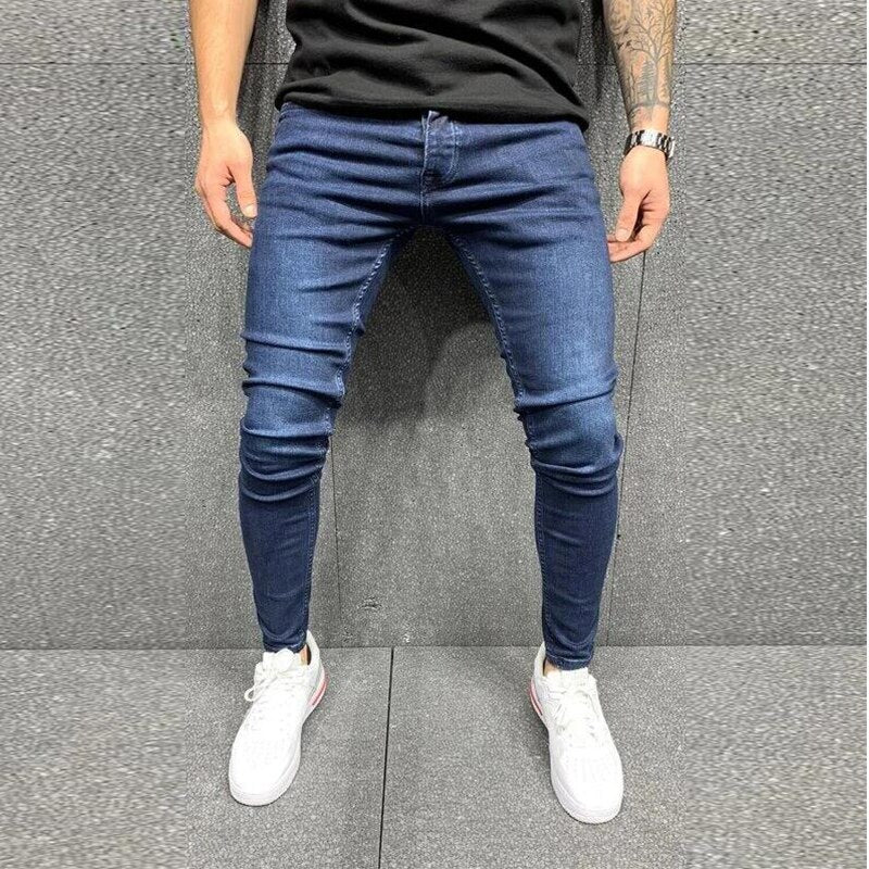 Męskie jeansy skinny fit z lekkimi przetarciami