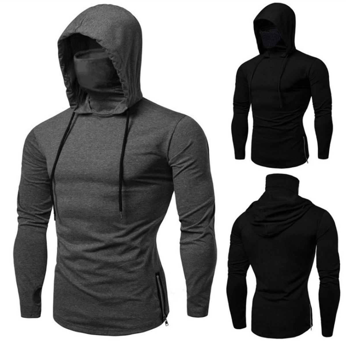 Męska bluza sportowa z kapturem i maską