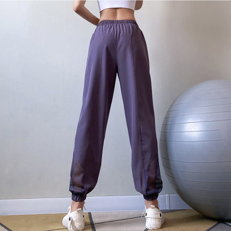 Damskie Spodnie Jogger z Przezroczystymi Wstawkami