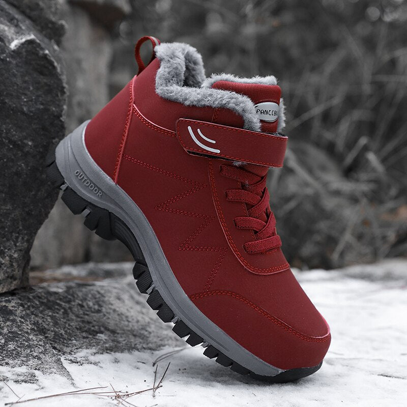 Damskie zimowe buty trekkingowe z ociepleniem i rzepem