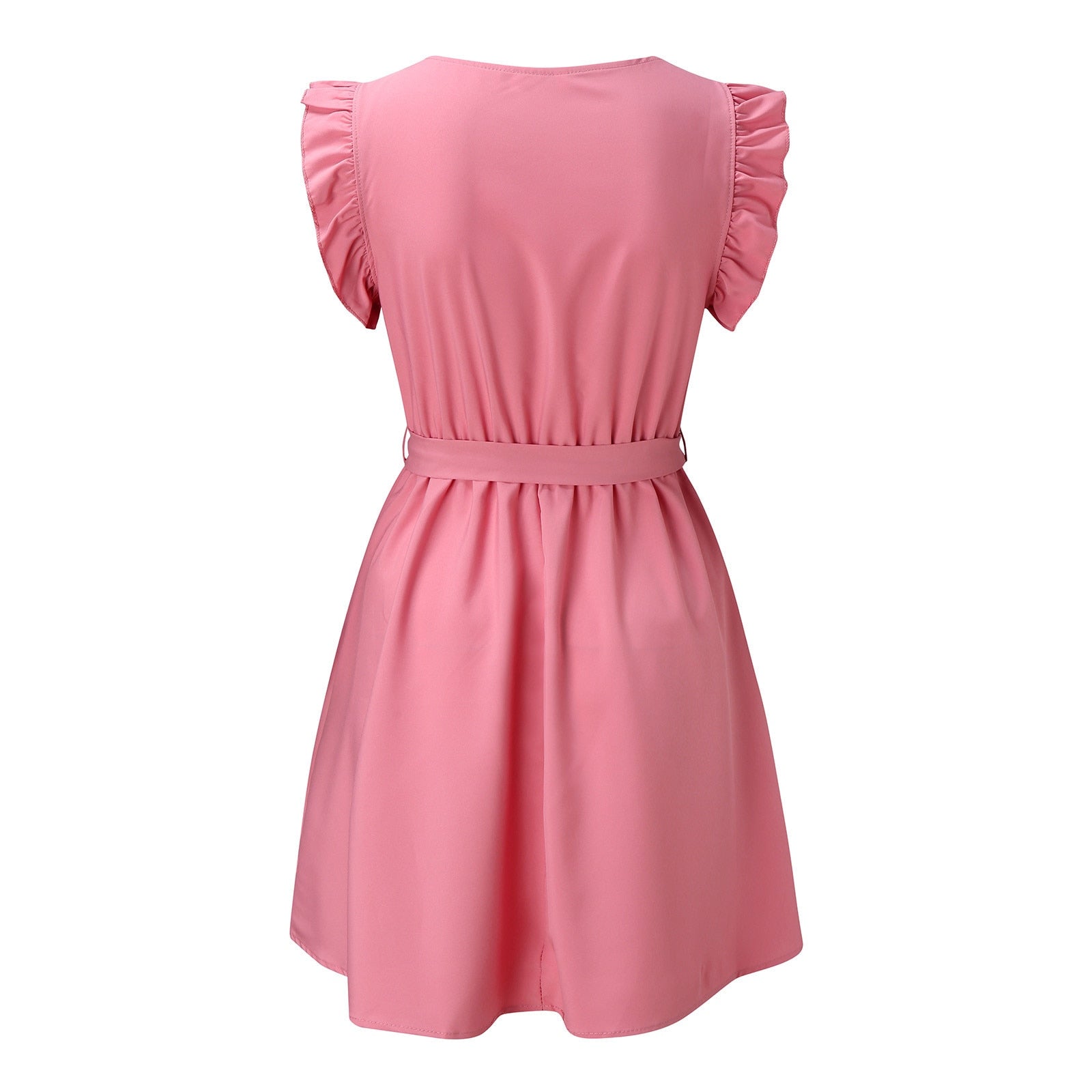 Letnia Sukienka z Falbankami i Sznurkowym Paskiem