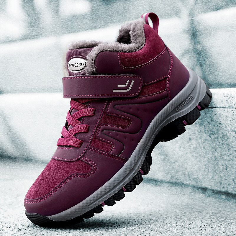 Damskie zimowe buty trekkingowe z ociepleniem i rzepem