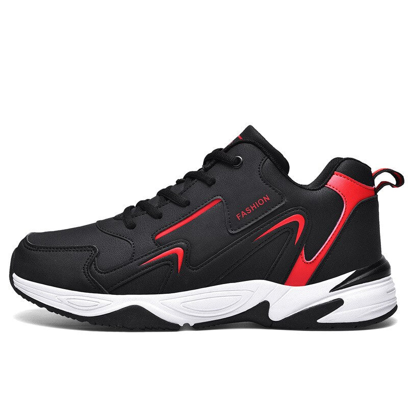 Męskie buty sportowe z grubą podeszwą – lekkie sneakersy z oddychającym materiałem i sznurowaniem