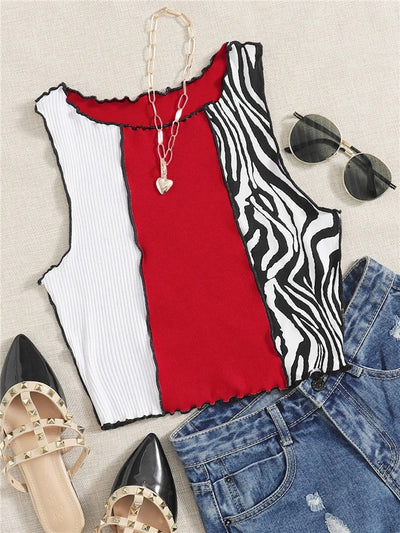 Top z motywem zebry Ruched
