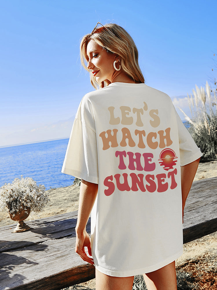 Damska Wakacyjna Koszulka Oversize "Let's Watch the Sunset"