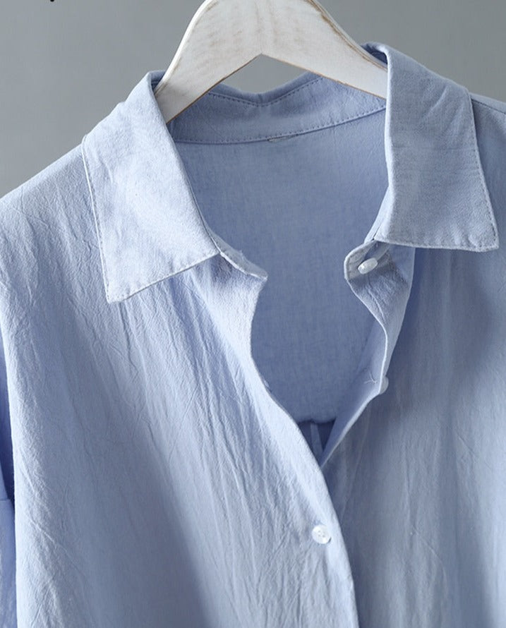 Luźna Sukienka Koszulowa z Długim Rękawem