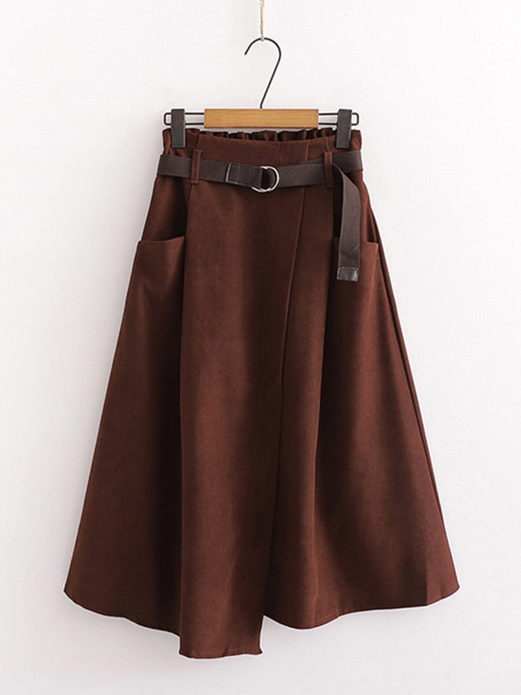 Klasyczna Spódnica Midi z Paskiem