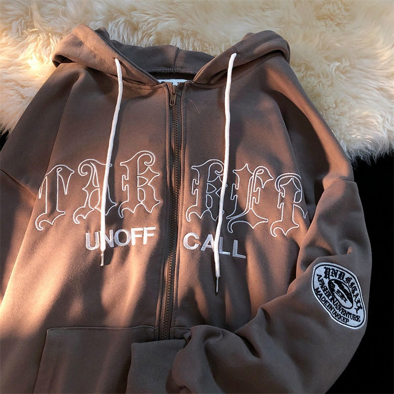 Bluza Oversize z Kapturem i Nadrukiem "UNOFF CALL"