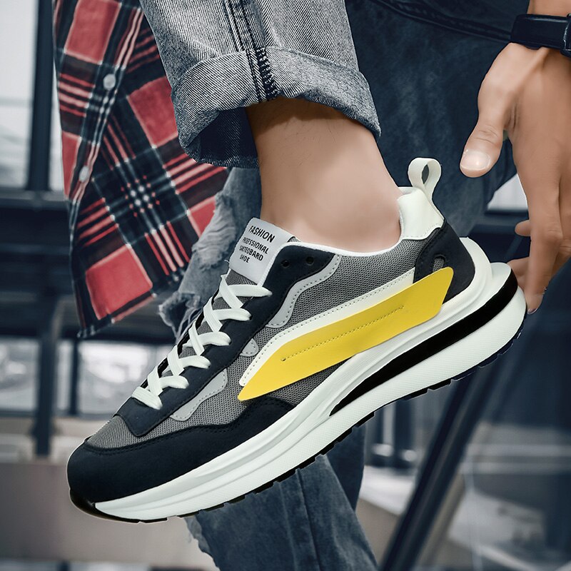 Męskie sneakersy vintage z zamszowymi detalami