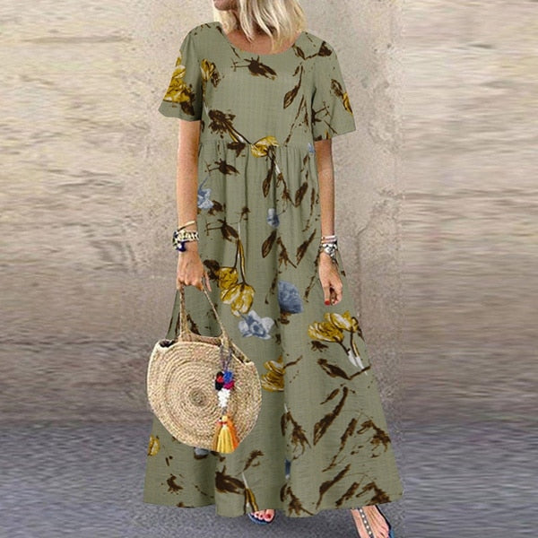 Sukienka Maxi z Wzorem Floralnym