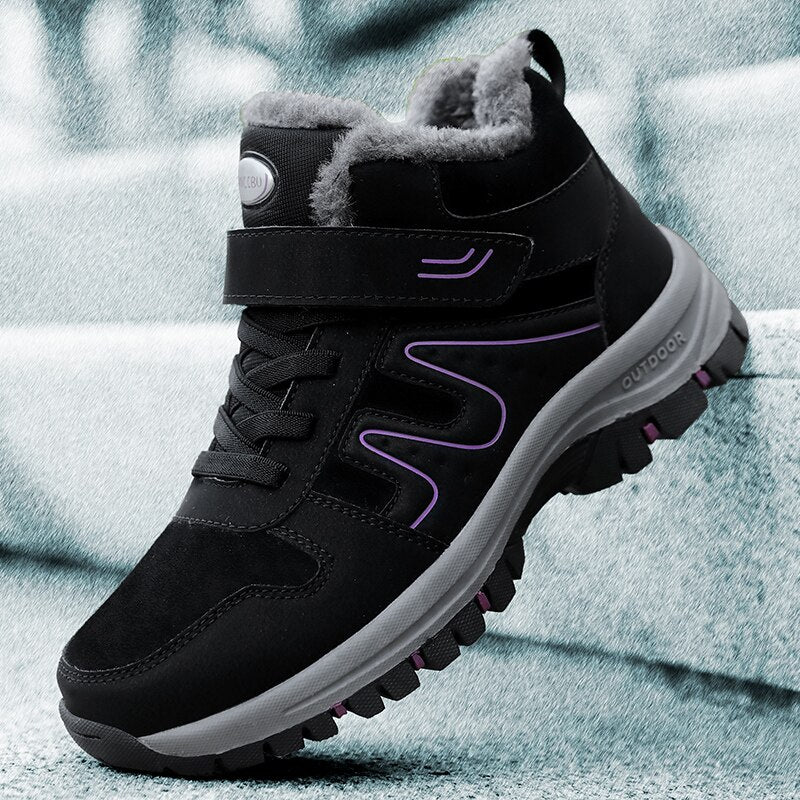 Damskie zimowe buty trekkingowe z ociepleniem i rzepem