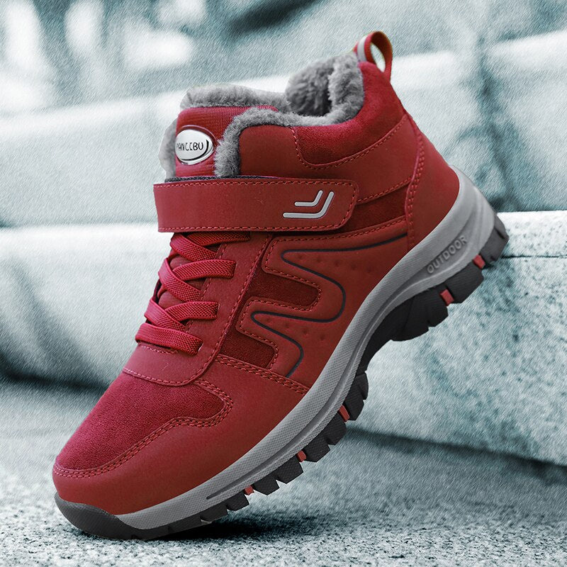 Damskie zimowe buty trekkingowe z ociepleniem i rzepem