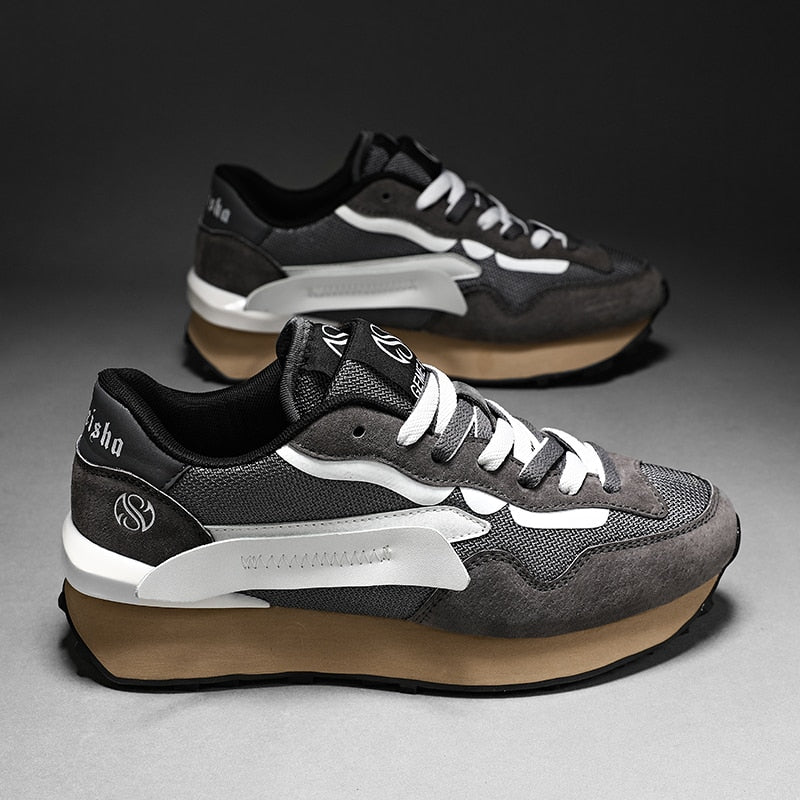 Męskie sneakersy vintage z zamszowymi detalami
