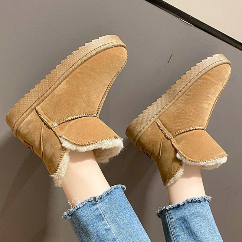 Damskie ocieplane botki zimowe z futerkiem