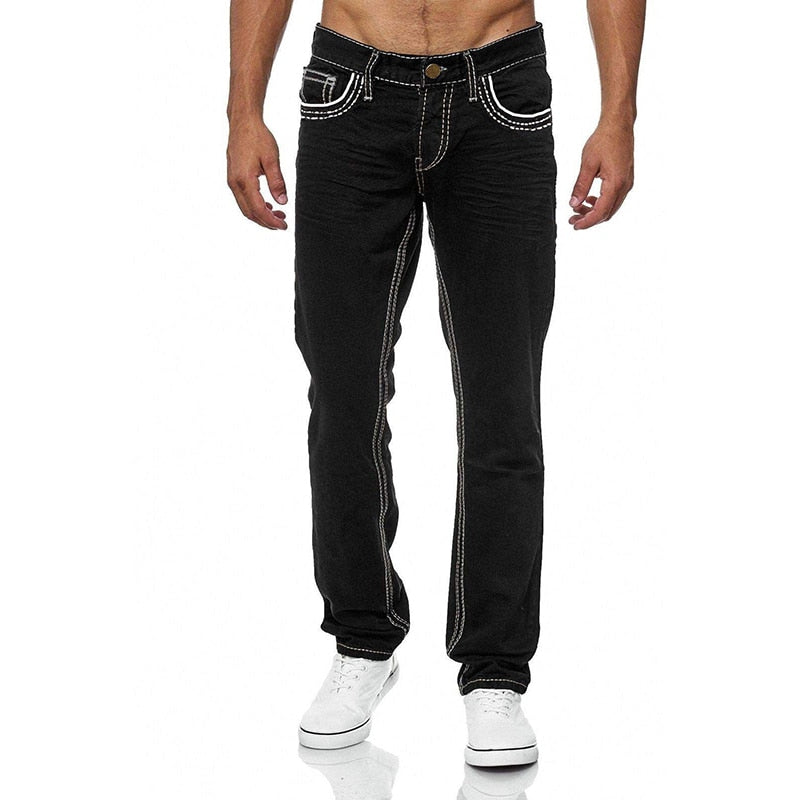 Męskie jeansy slim fit z kontrastowymi przeszyciami