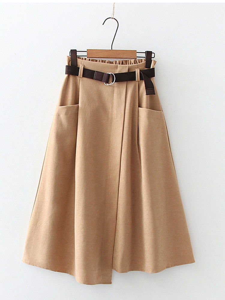 Klasyczna Spódnica Midi z Paskiem