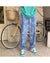 Luźne Spodnie Dżinsowe z Nadrukiem Vintage Streetwear