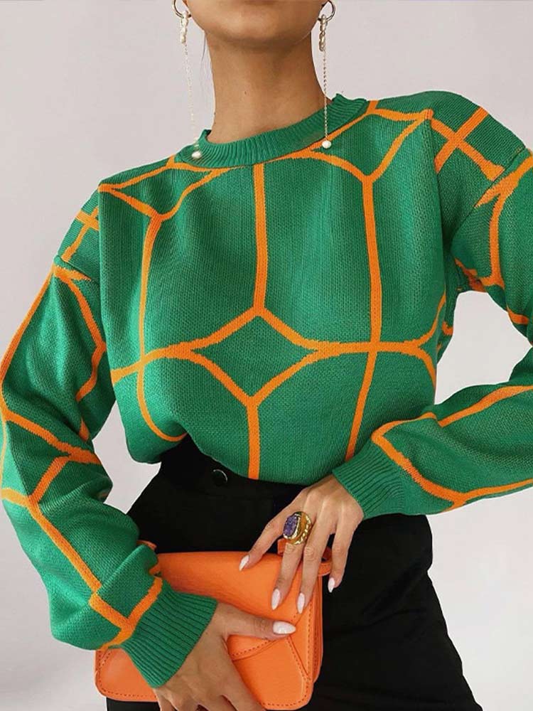 Damski sweter z geometrycznym wzorem w paski
