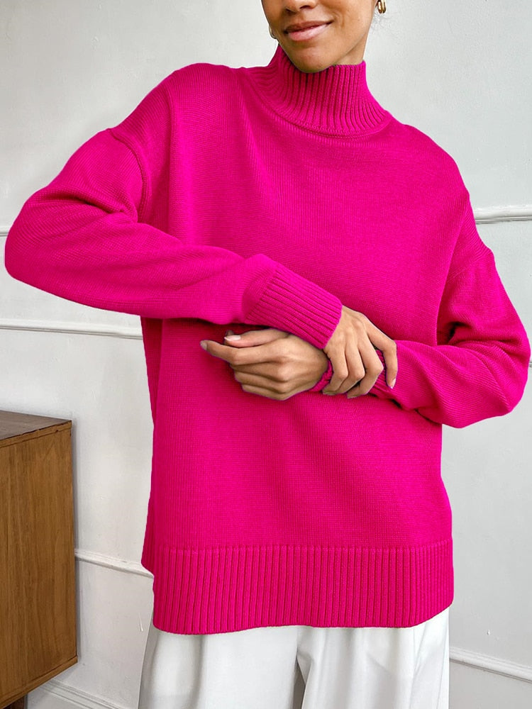 Damski sweter luźny z golfem