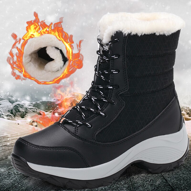 Damskie śniegowce zimowe ocieplane z futerkiem – wodoodporne buty trekkingowe na zimę