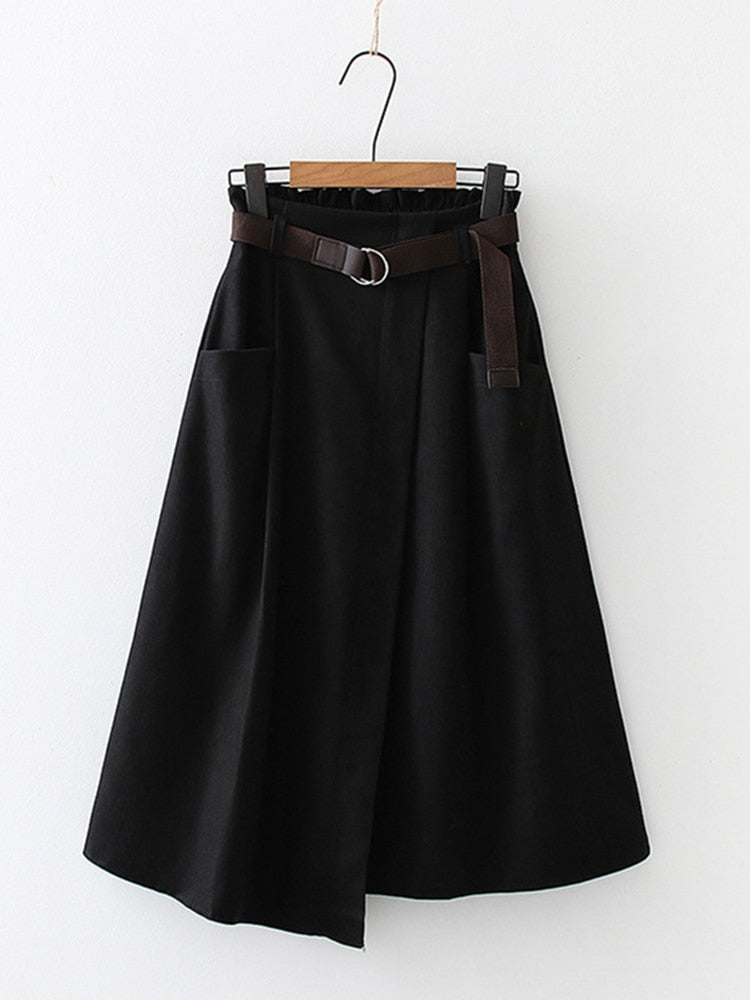 Klasyczna Spódnica Midi z Paskiem