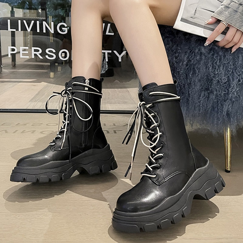 Damskie buty na platformie typu glany