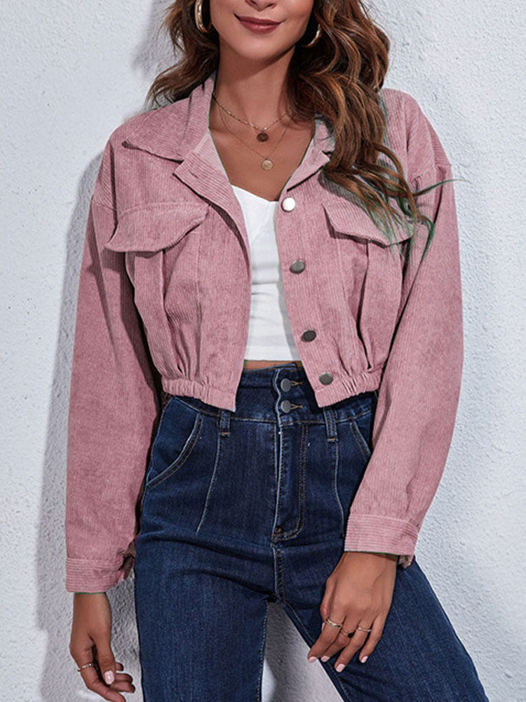 Damska kurtka sztruksowa w stylu crop top
