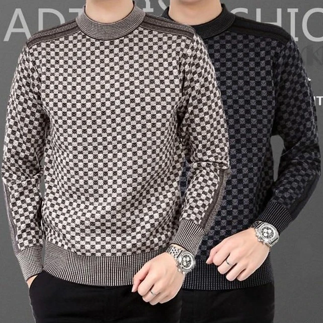 Sweter męski z wzorem w kratę