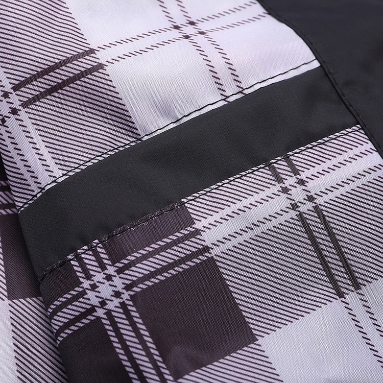 Męska kurtka przejściowa z kołnierzem stójką i podszewką w kratę