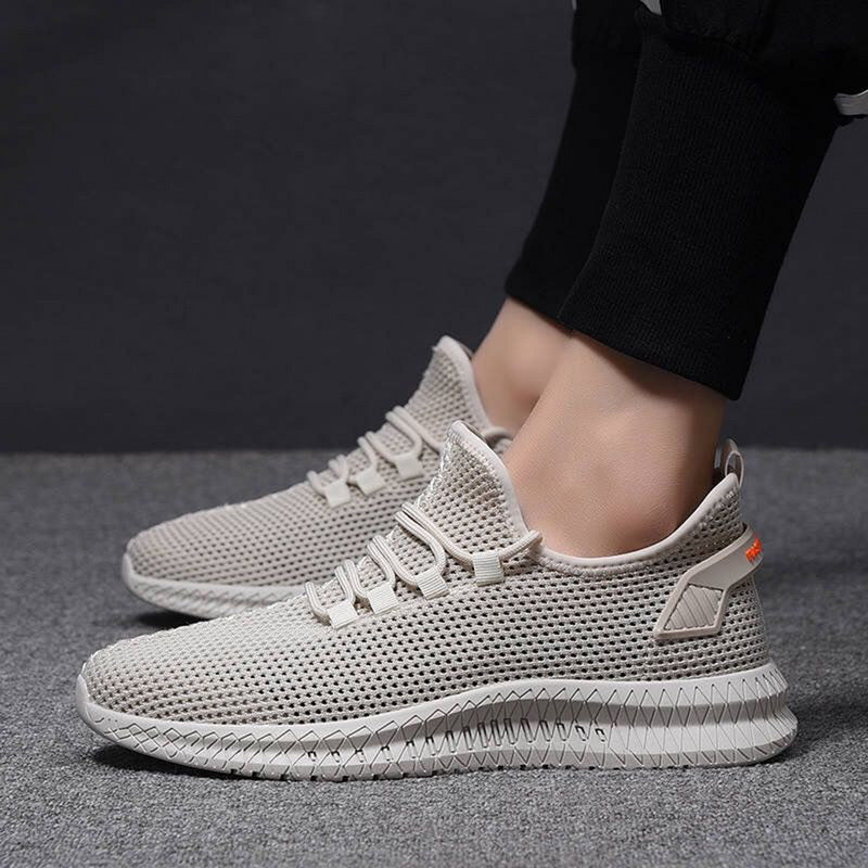 Męskie lekkie sportowe buty sneakersy z oddychającej siateczki i elastyczną podeszwą