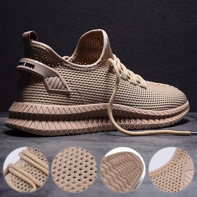 Męskie lekkie sportowe buty sneakersy z oddychającej siateczki i elastyczną podeszwą